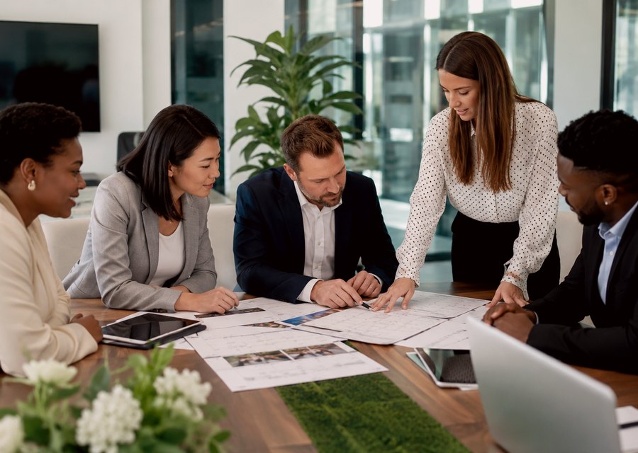 People working together in a professional workshop